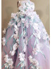 Lavender Flower Girl Dress With Draped Pearls